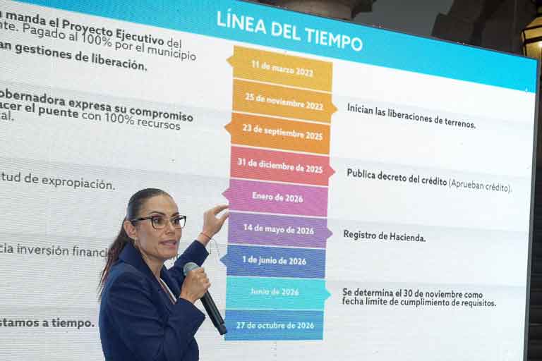 Ale Gutiérrez informando sobre los avances para la construcción del puente del bulevar Aeropuerto.