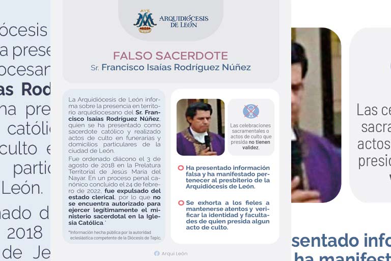 Arquidiócesis de León alerta por sacerdote falso en servicios funerarios